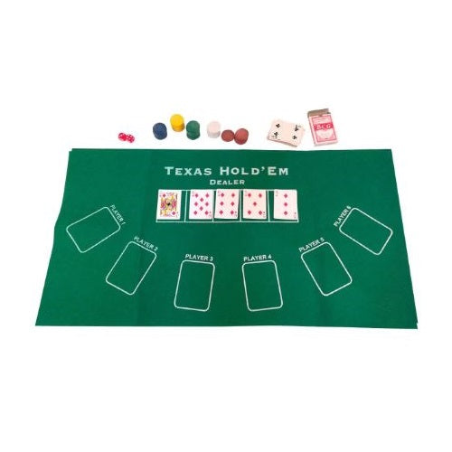 Panno Copritavolo Per Tavolo Da Poker Texas Blackjack Fiches Carte Verde 60X90