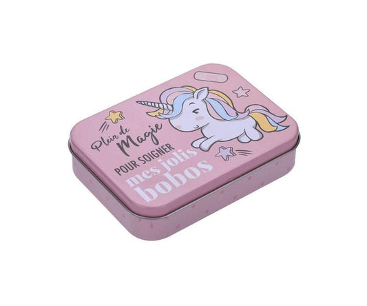 Unicorno Box Metallo 24 Medicazioni Adesive Cerotti Sterili Per Ragazzi Bambini