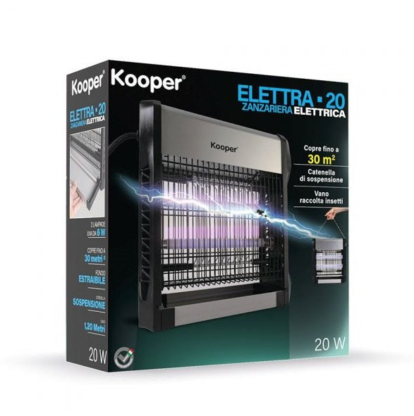 Kooper Zanzariera Elettrica 20W Led Uv Ufficio Casa Campeggio Trappola Zanzare
