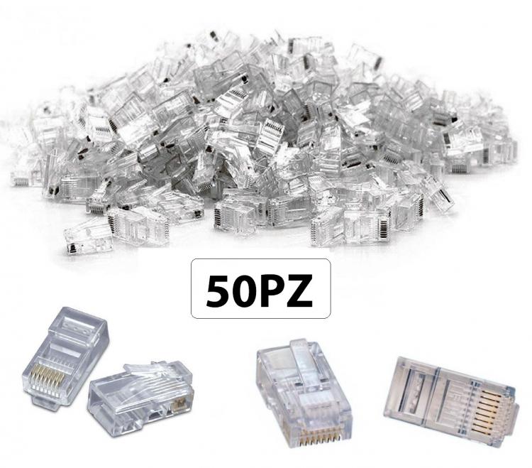 50 PEZZI CONNETTORE LAN CAT5 8 POLI CAVO ETHERNET PLUG LAN RJ45 NETWORK INTERNET