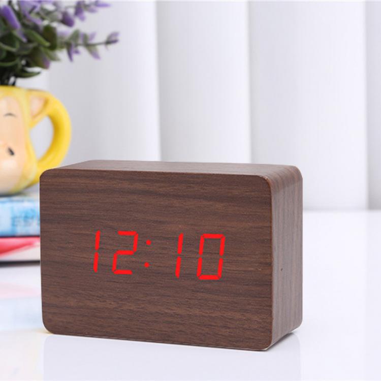Orologio Sveglia In Legno Cubo A Led Temperatura Display Allarme Casa Clock