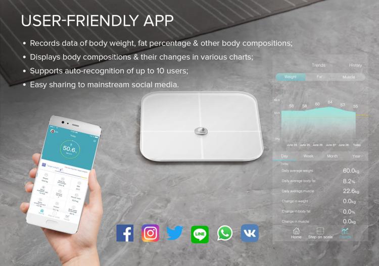 Huawei Bilancia Smart Pesapersorne Intelligente Ah100 Bluetooth Digitale Body