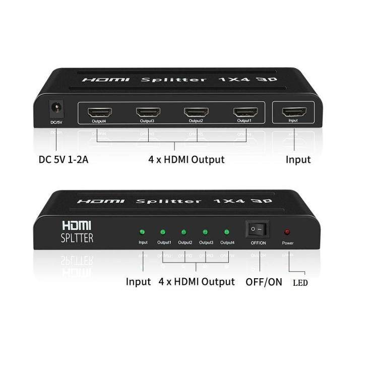 Splitter Hdmi 1.4 1080P 3D 4K Full Hd 4 Uscite Alta Risoluzione - Dvd Tv Ps4 Pc
