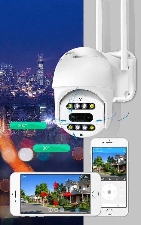 Telecamera Ptz Ip Wifi Zoom 10X Videosorveglianza Led Visione Notturna A Colori