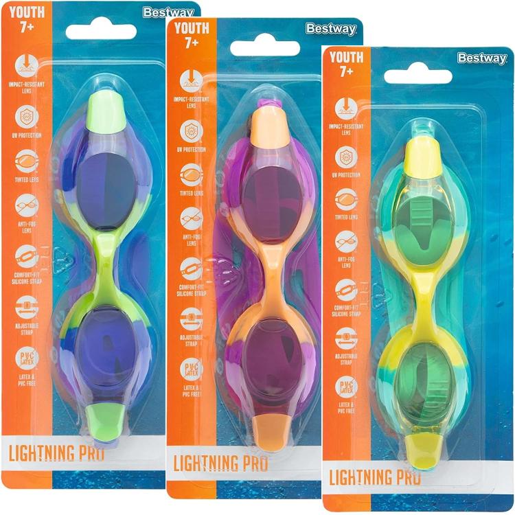 BESTWAY OCCHIALINI DA NUOTO PER BAMBINI HYDRO-SWIM SUMMER SWIRL 7+ ANNI 21099