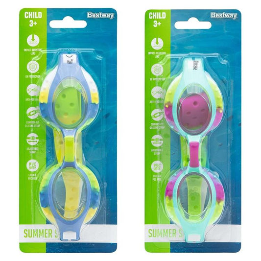 BESTWAY OCCHIALINI DA NUOTO PER BAMBINI HYDRO-SWIM SUMMER SWIRL 3+ ANNI 21099