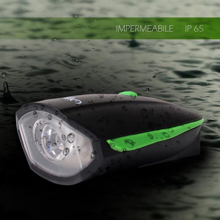 Luce Anteriore Per Bici Con Campanello Fanale Led Bicicletta Faro Torcia Tromba
