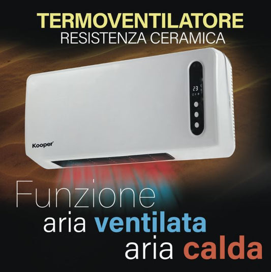 Termoconvettore Termoventilatore Ceramico A Parete Stufa Telecomando/Timer 2000W