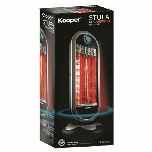 Stufa Elettrica Oscillante Carbonio 900W Basso Consumo Maniglia Stufetta Alogena