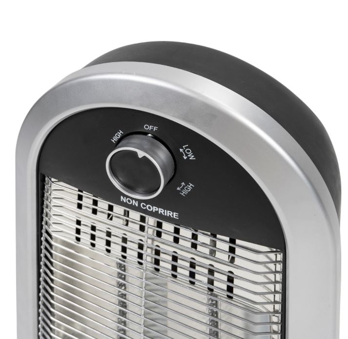 Stufa Elettrica Oscillante Carbonio 900W Basso Consumo Maniglia Stufetta Alogena