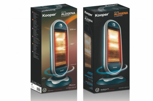 Kooper Stufa Stufetta Alogena Oscillante Rotante 3 Elementi 1200W Florida Casa