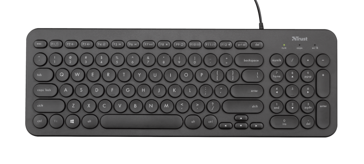 Tastiera Usb 2.0 Trust Muto Silent Mini Usb Qwerty Nero Pc Computer Keyboard