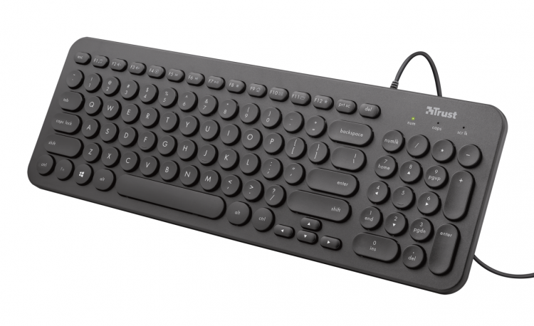 Tastiera Usb 2.0 Trust Muto Silent Mini Usb Qwerty Nero Pc Computer Keyboard