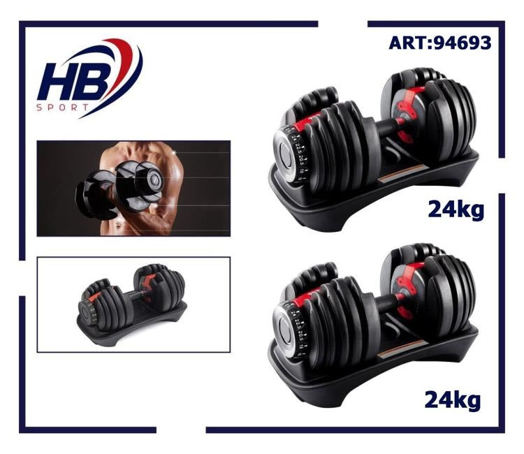 Hb Coppia Manubri A Selettore Regolabile Dumbbells Fitness Peso Variabile 0-24Kg