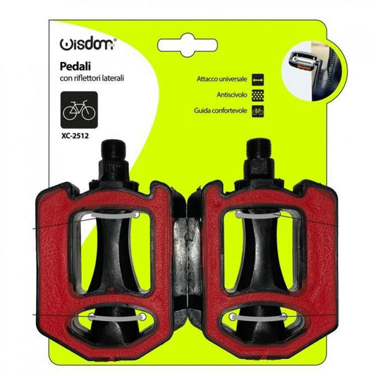 COPPIA PEDALI BICI BICICLETTA MTB CITY UNIVERSALI RIFLETTORI ANTISCIVOLO ROSSO