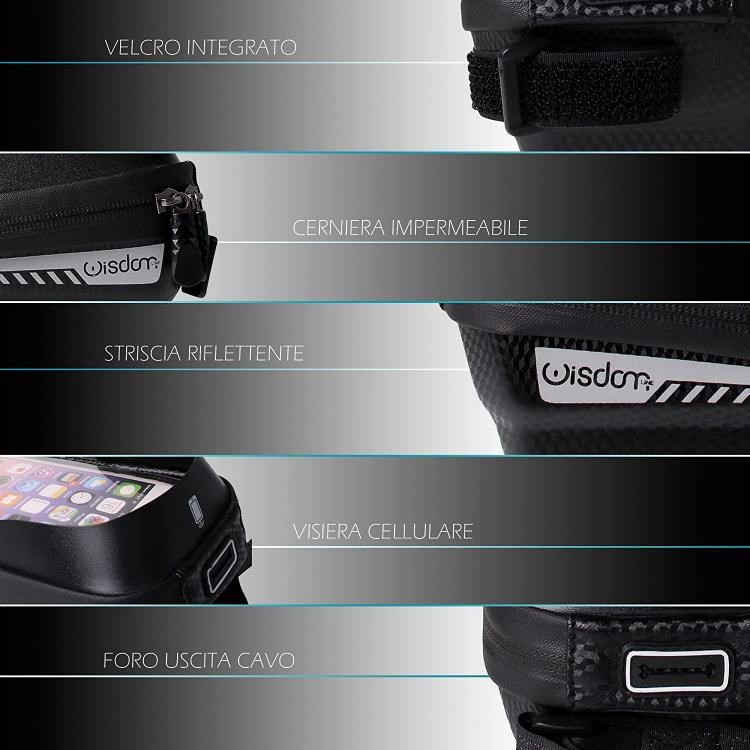 BORSA SUPPORTO PORTA CELLULARE SMARTPHONE FINO 15,5cm PER TELAIO BICI BICICLETTA