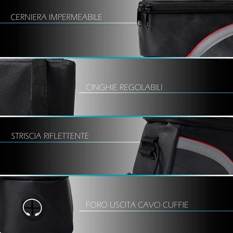 BORSA IMPERMEABILE PORTA OGGETTI SMARTPHONE CELLULARE PER TELAIO BICI BICICLETTA
