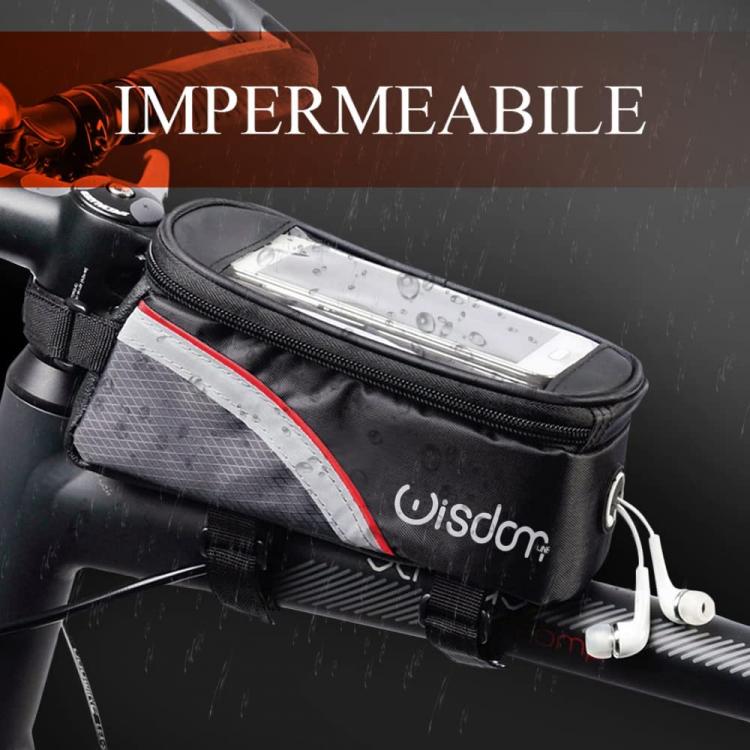 BORSA IMPERMEABILE PORTA OGGETTI SMARTPHONE CELLULARE PER TELAIO BICI BICICLETTA
