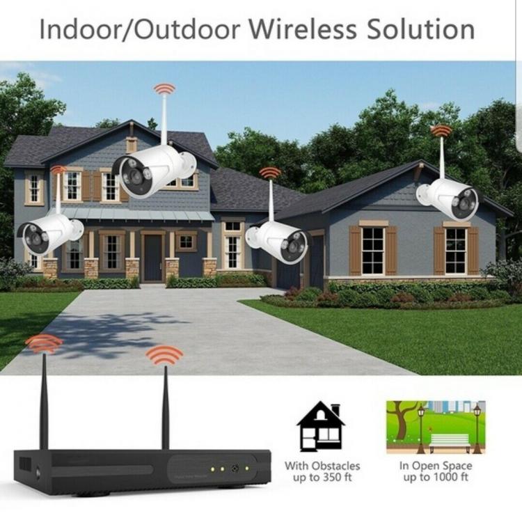Kit Videosorveglianza Nvr 8 Canali Con 8 Telecamere Wifi Wireless Full Hd 2Mp Ip