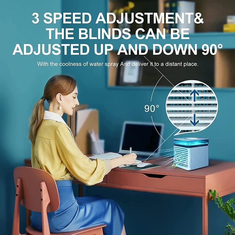 Mini Condizionatore Portatile Ventilatore Umidificatore Ad Acqua Ghiaccio 7 Led