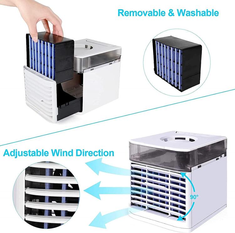 Mini Condizionatore Portatile Ventilatore Umidificatore Ad Acqua Ghiaccio 7 Led