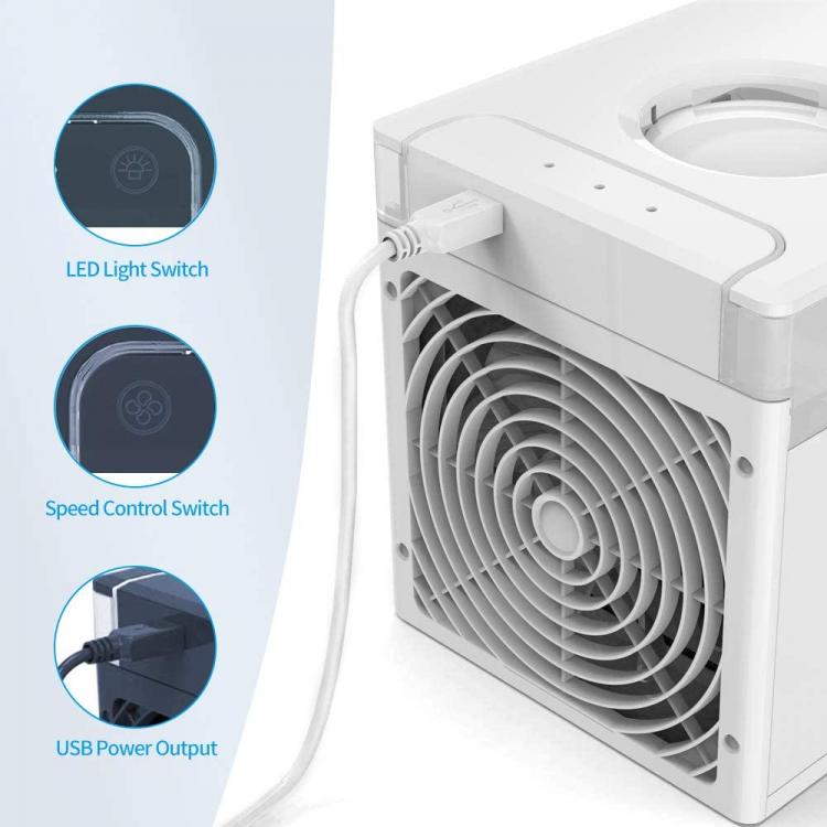 Mini Condizionatore Portatile Ventilatore Umidificatore Ad Acqua Ghiaccio 7 Led