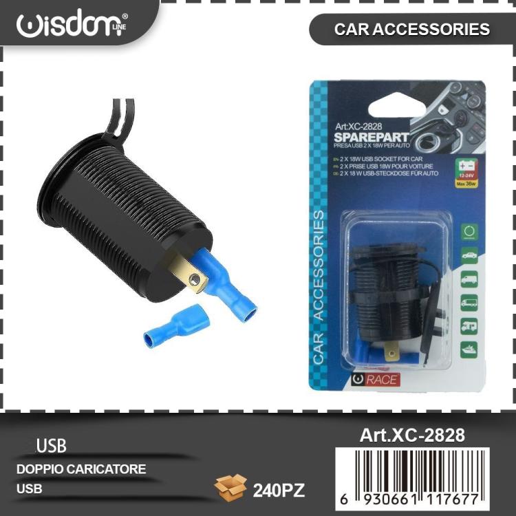CARICABATTERIE ACCENDISIGARI UNIVERSALE CARICATORE AUTO 2 PORTE USB 12V/24V 36W
