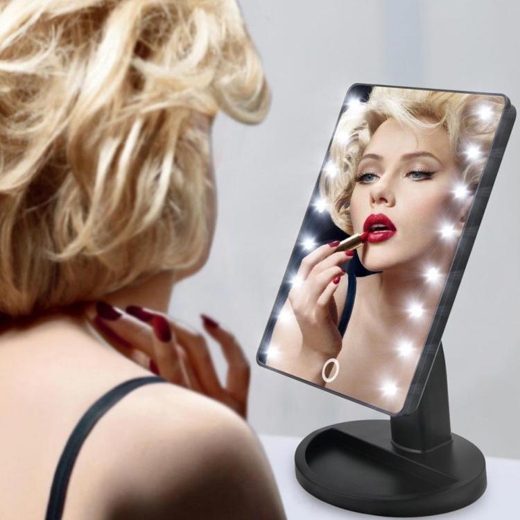Specchio Da Trucco Illuminato 16 Led Portatile Make Up 180° Cosmetica E Estetica