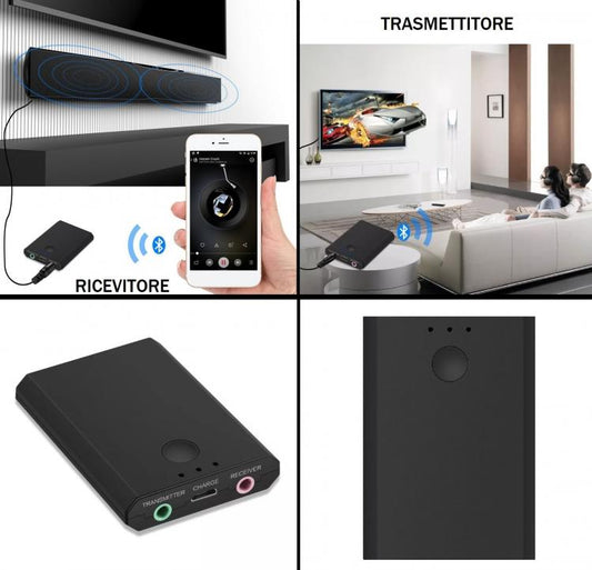 Trasmettitore E Ricevitore Wireless 2In1 Audio Adattatore Stereo Bluetooth Aux