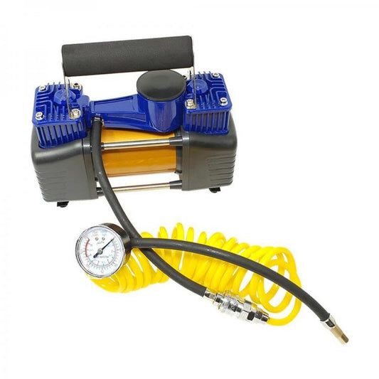 COMPRESSORE ROYCE 2 CILINDRI 12V 85L PORTATILE 150psi GOMME DA AUTO FURGONE MOTO