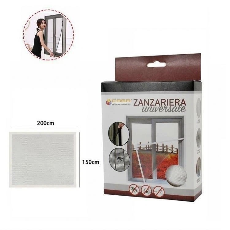 Zanzariera 150x220 Per Finestre A Rete Strappo Biadesivo Tenda Universale Bianco
