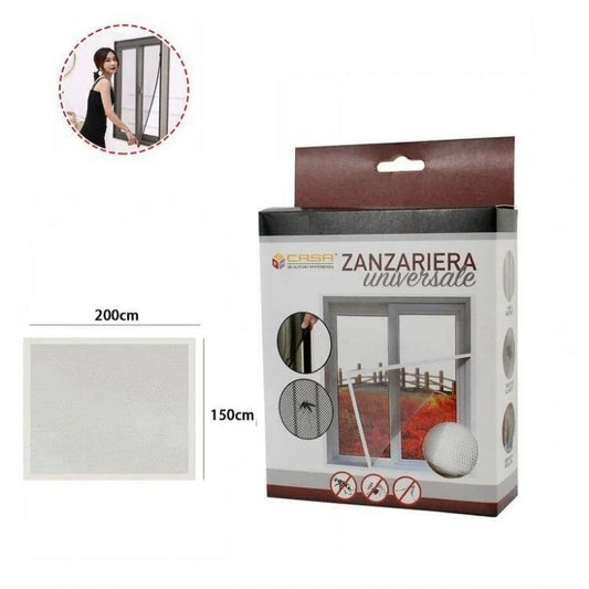 Zanzariera 150x200 Per Finestre A Rete Strappo Biadesivo Tenda Universale Bianco