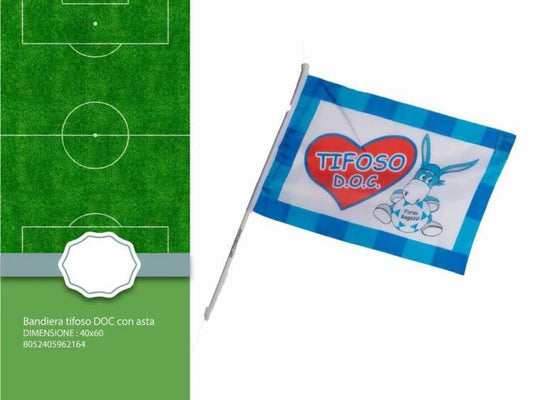 2x Bandiera Con Asta Tifoso Napoli 100% Campioni D'Italia Scudetto Asola 40x60cm