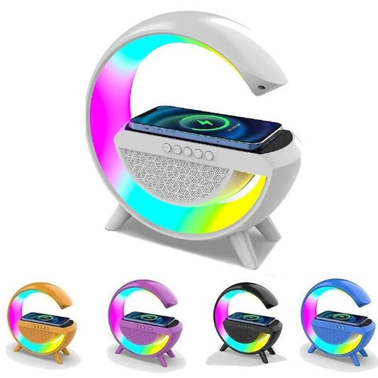 Lampada Rgb E Ricarica Wireless Smartphone Radio Speaker Bluetooth Ricaricabile
