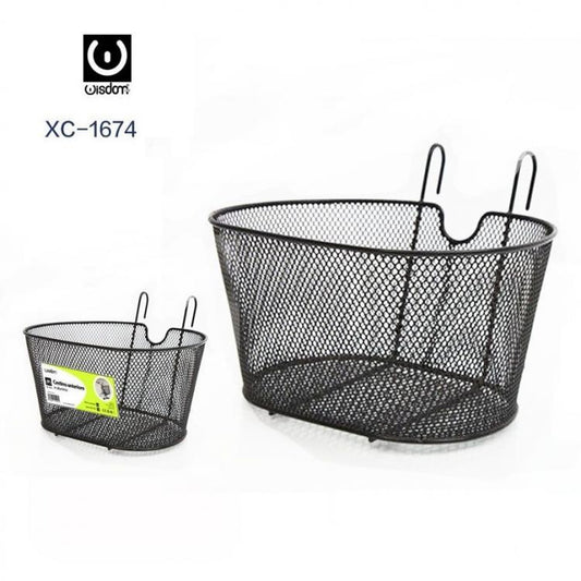 CESTINO ANTERIORE PER BICI OVALE PORTATUTTO NERO CESTO BICICLETTA CON GANCI 1674