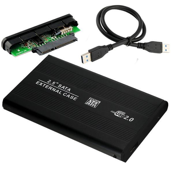 CASE BOX ESTERNO PER HARD DISK HD HDD 2,5" SATA USB 2.0 CAVO PC AUTO ALIMENTATO