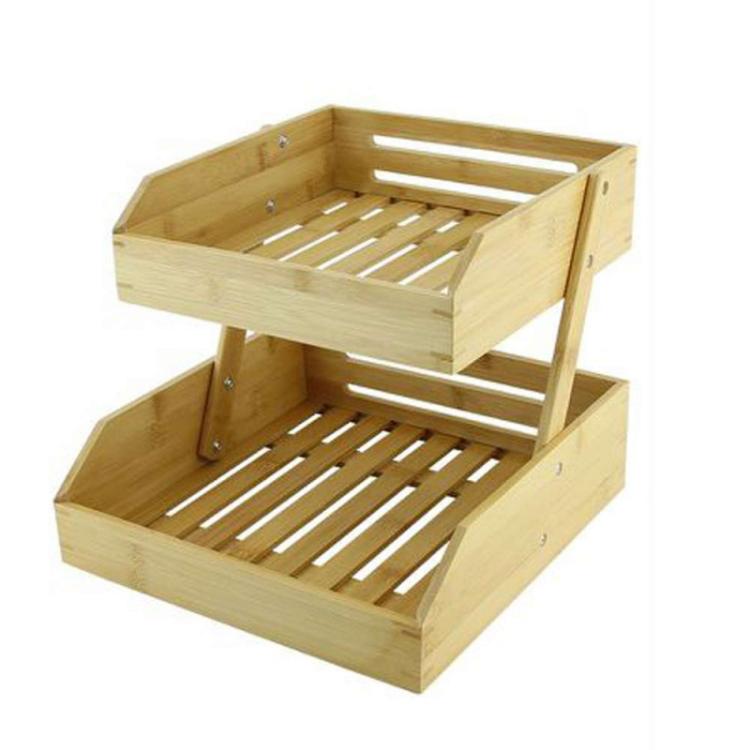 Scaffale In Legno 2 Livelli Multiuso Per Cucina Portaoggeti Cesto Per Frutta