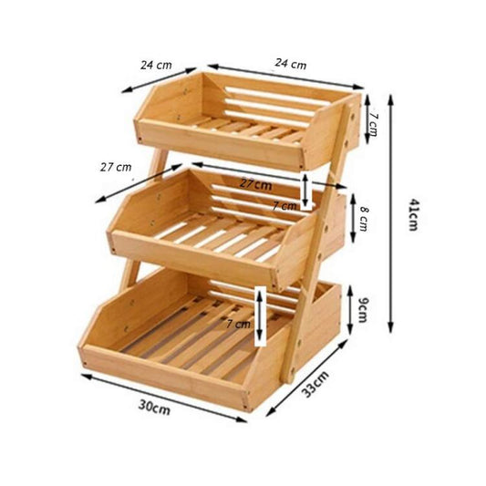 Scaffale In Legno 3 Livelli Multiuso Per Cucina Portaoggeti Cesto Per Frutta