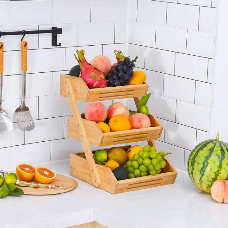 Scaffale In Legno 3 Livelli Multiuso Per Cucina Portaoggeti Cesto Per Frutta