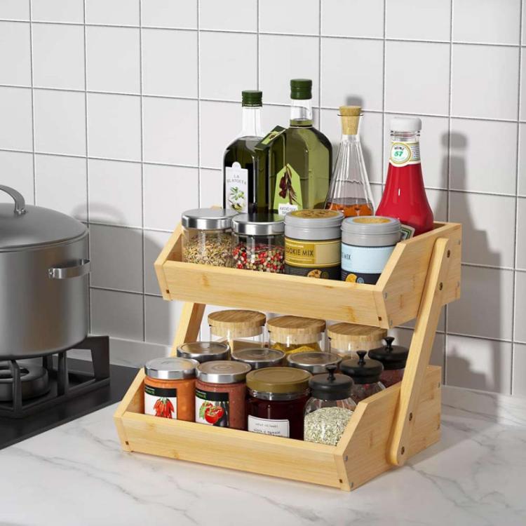 Scaffale In Legno 2 Livelli Multiuso Per Cucina Portaoggeti Cesto Per Frutta