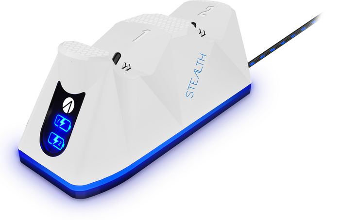 Stealth Base Di Ricarica Controller Dualsense Ps5 Caricatore Doppio 2 Pad Bianco