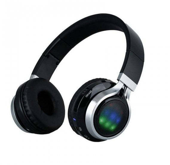 CUFFIE BLUETOOTH WIRELESS STEREO SENZA FILI PIEGHEVOLE SD RADIO VIVAVOCE CON LED