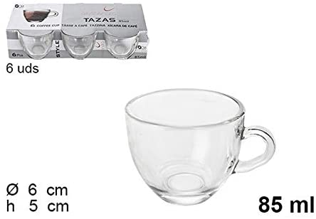 Set Servizio 6 Tazzine Tazze Da Caffè Bar Colazione Trasparente Ceramica 6X7Cm