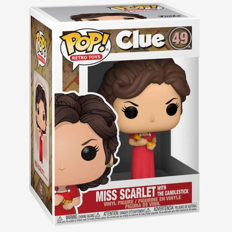 Funko Pop ! Retro Toys - Clue (49) Miss Scarlet With The Candlestick Figure 9Cm