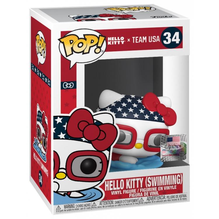 Funko Pop ! Hello Kitty Team Usa - (34) Hello Kitty (Swimming) Sanrio Figure 9Cm