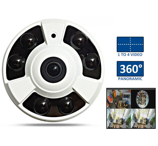 Telecamera Videosorveglianza Ahd Fisheye 6 Led Arrey Grandangolo Soffitto 1.5 Mm