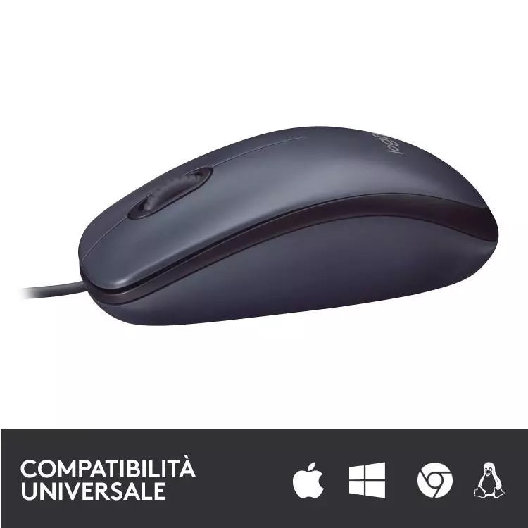 Logitech B100 Mouse Ottico Cablato Con Filo Usb 800 Dpi Ambidestro Windows Mac