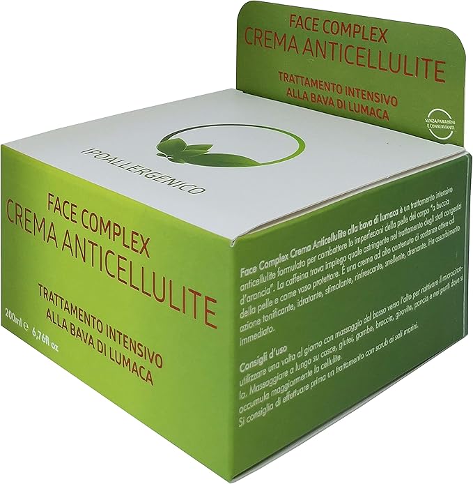 Crema Anticellulite Alla Bava Di Lumaca Corpo Cosce Glutei Gambe Braccia 200ml