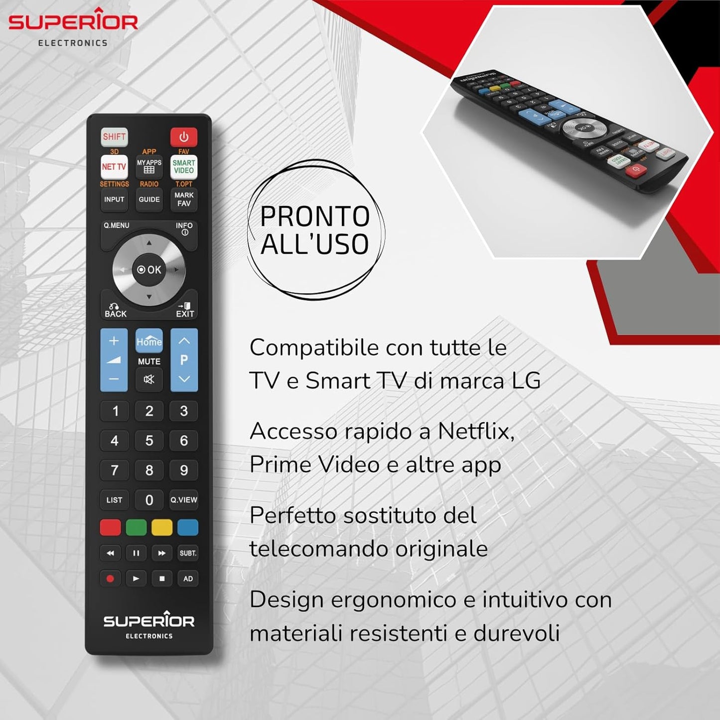 Telecomando Tv Universale Smart Tv Lg Superior Compatibile Per Tv Lg E Pc Nero