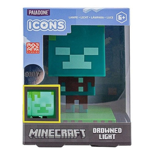 Paladone Minecraft Drowned Light #007 Icon Zombie Lampada Da Notte 3D Pp7999Mcf